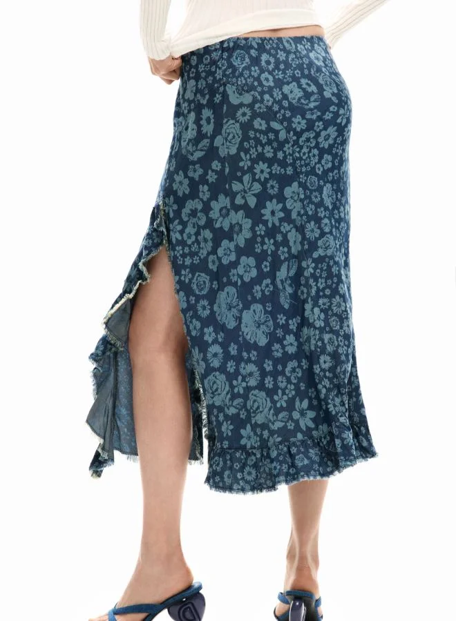 DESIGUAL Blue Denim ruffle skirt for Women | Best Price UAE